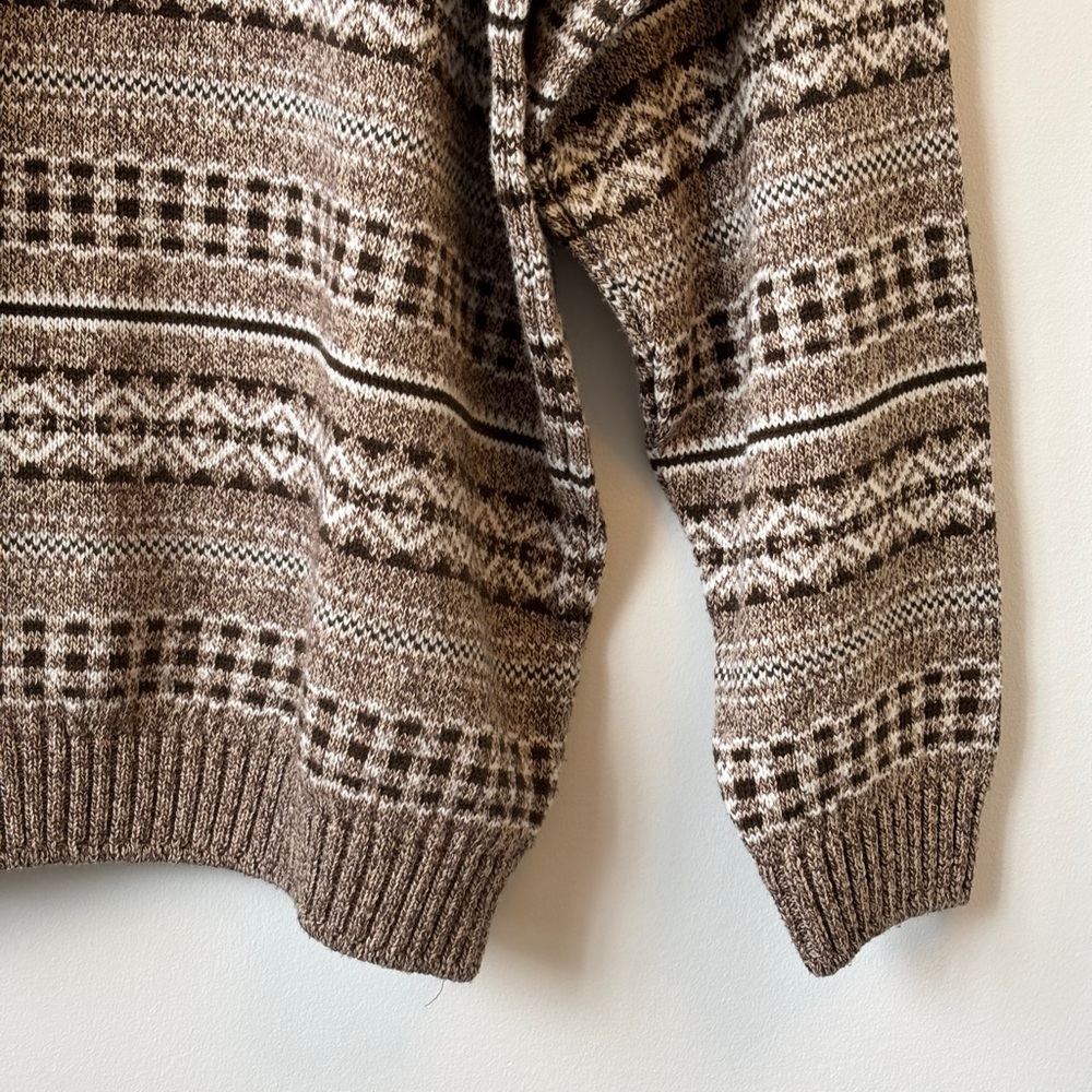 ‼️SOLD‼️ VINTAGE 90s R&R Classics Brown and White Knit Crew Sweater Pullover XL - Picture 12 of 13